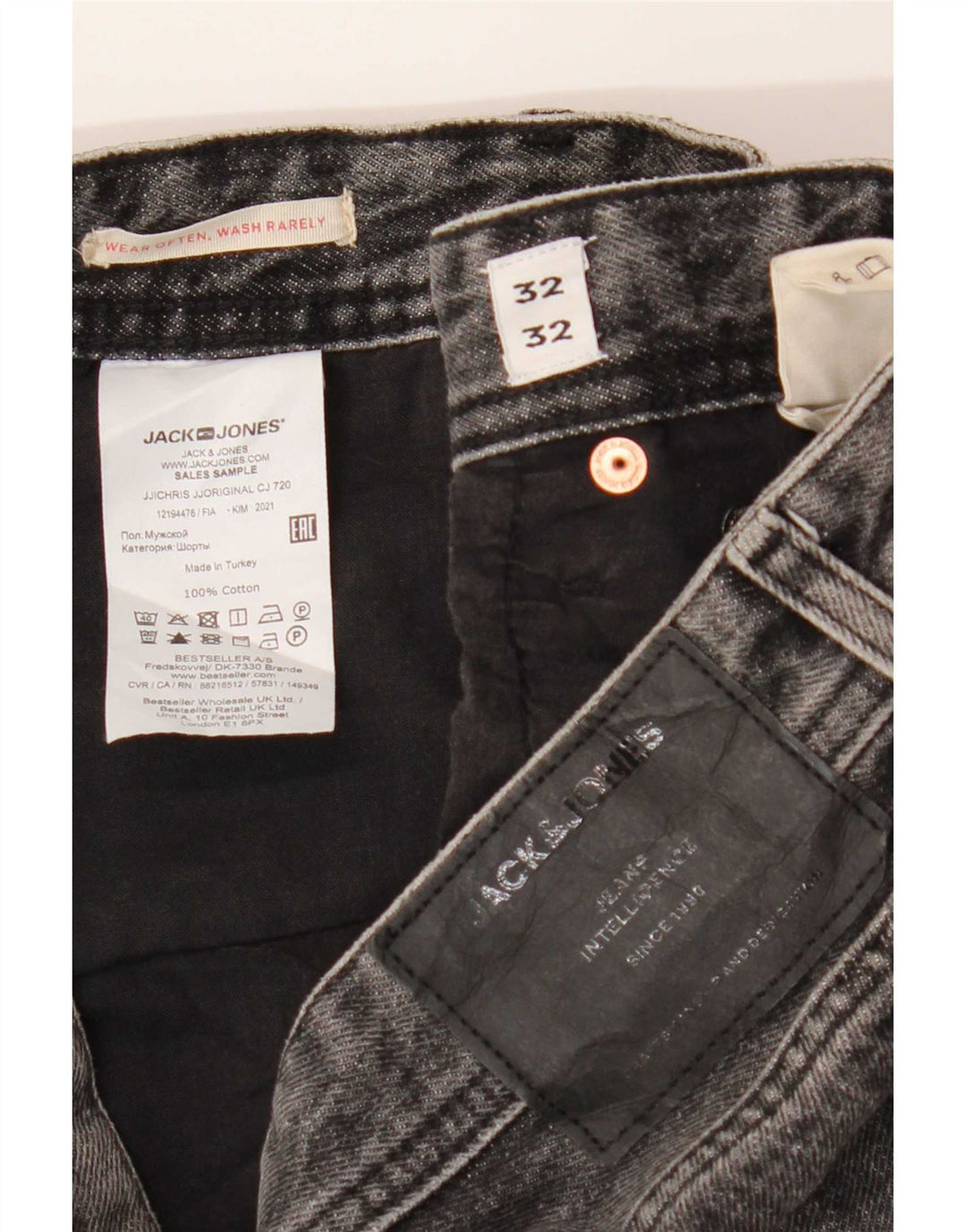 Jack & Jones Herren Straight Jeans W32 L32 Graue Baumwolle
