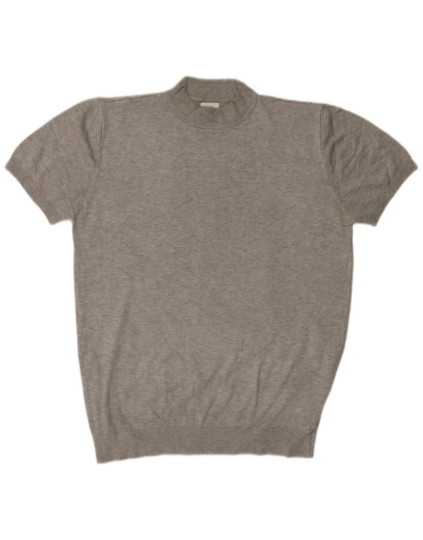 ZARA Damen Pullover mit kurzen Ärmeln und Rollkragen, Gr. 16, Grau