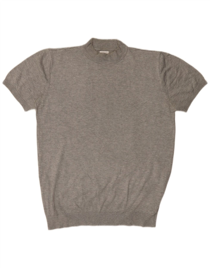 ZARA Damen Pullover mit kurzen Ärmeln und Rollkragen, Gr. 16, Grau