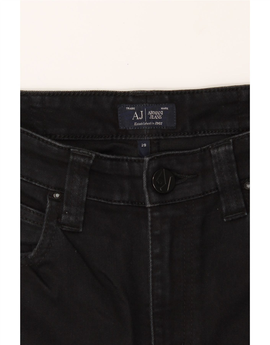 ARMANI Womens Straight Jeans W29 L28 Navy Blue Cotton Vintage Armani and Second-Hand Armani from Messina Hembry 