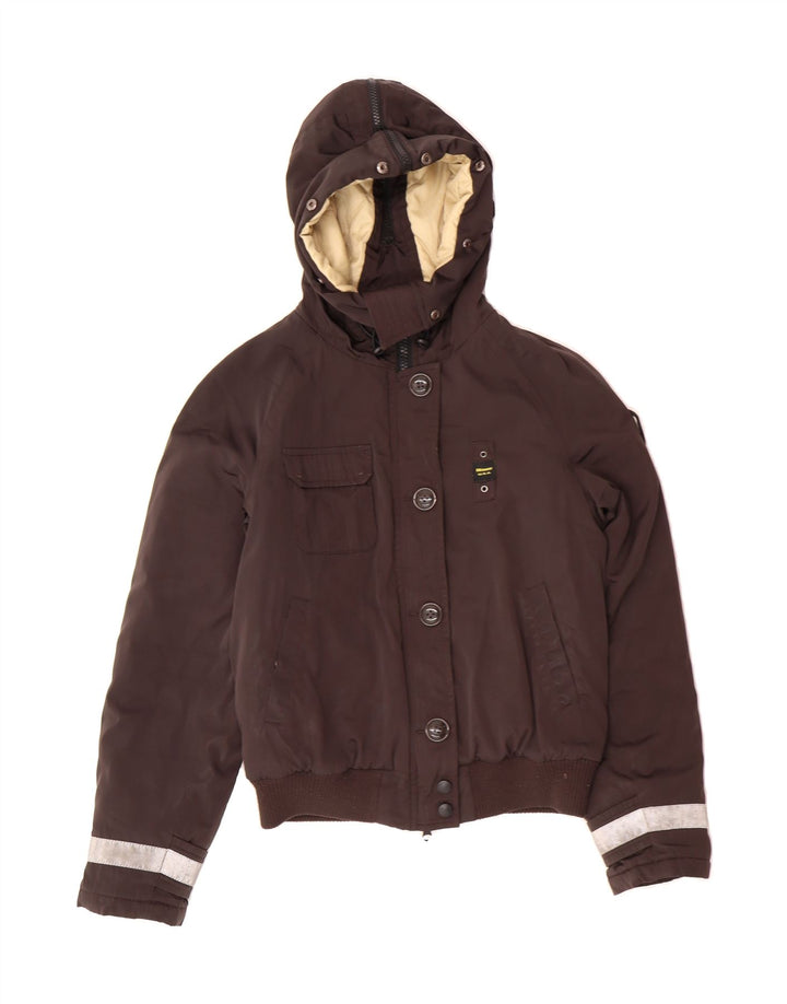 BLAUER Girls Hooded Bomber Jacket 11-12 Years Brown Polyester Vintage Blauer and Second-Hand Blauer from Messina Hembry 