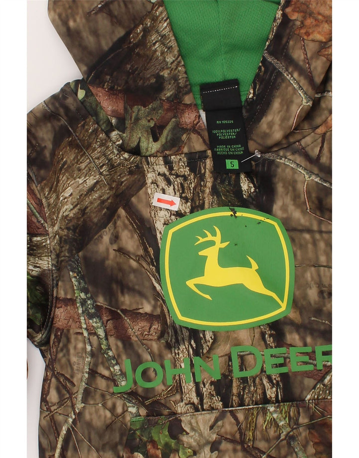 John Deere Kapuzenpullover mit Grafik für Jungen, 4–5 Jahre, Khaki-Tarnmuster, Polyester