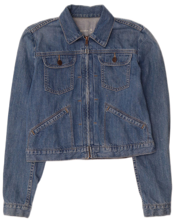 Gap Damen Crop Denim Jacke UK 10 Small Blaue Baumwolle