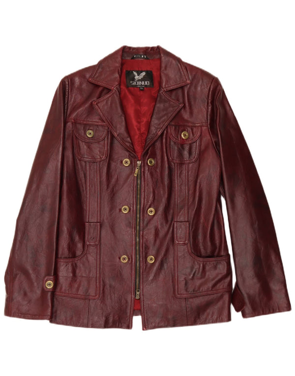 Vintage Damen Lederjacke UK 26 5XL Burgund