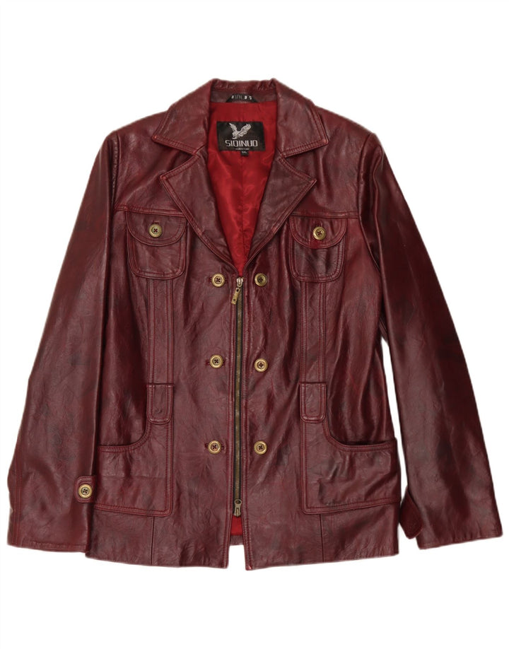 Vintage Damen Lederjacke UK 26 5XL Burgund