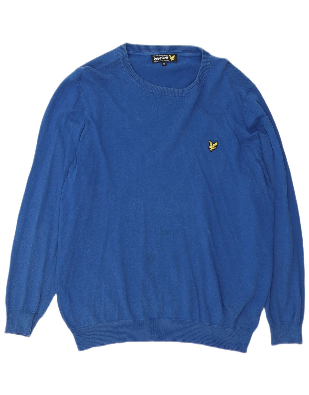 LYLE & SCOTT Herren-Pullover mit Rundhalsausschnitt, XL, blaue Baumwolle
