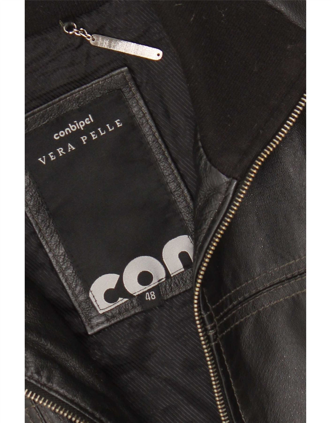 Conbipel Damen Bomber-Lederjacke IT 48 XL Schwarz Colourblock