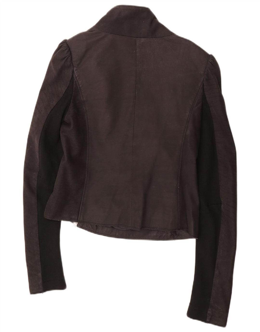 All Saints Damen Leder-Racer-Jacke UK 12 Mittelschwarzes Leder