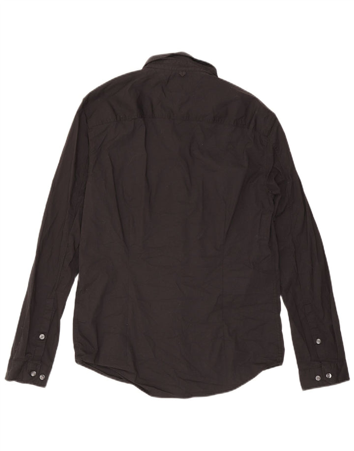 Tommy Hilfiger Herren-Slim-Fit-Hemd, groß, aus schwarzer Baumwolle