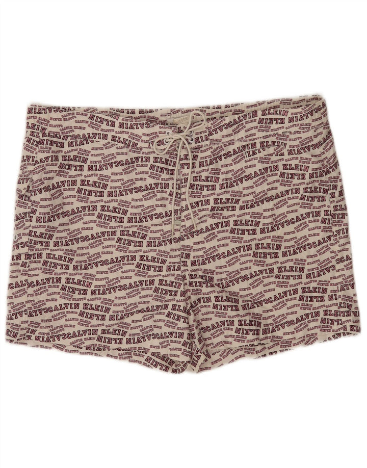 Calvin Klein Herren-Badeshorts mit Grafik, groß, cremefarbenes Polyester