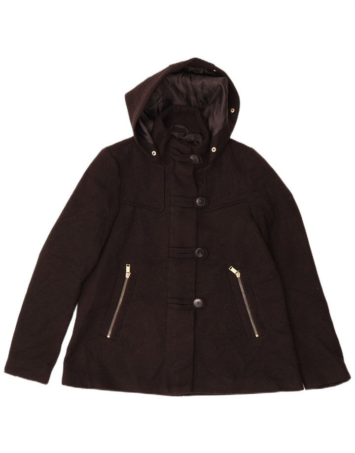 Zara Damen Bomberjacke mit Kapuze UK 6 XS Schwarz Polyester