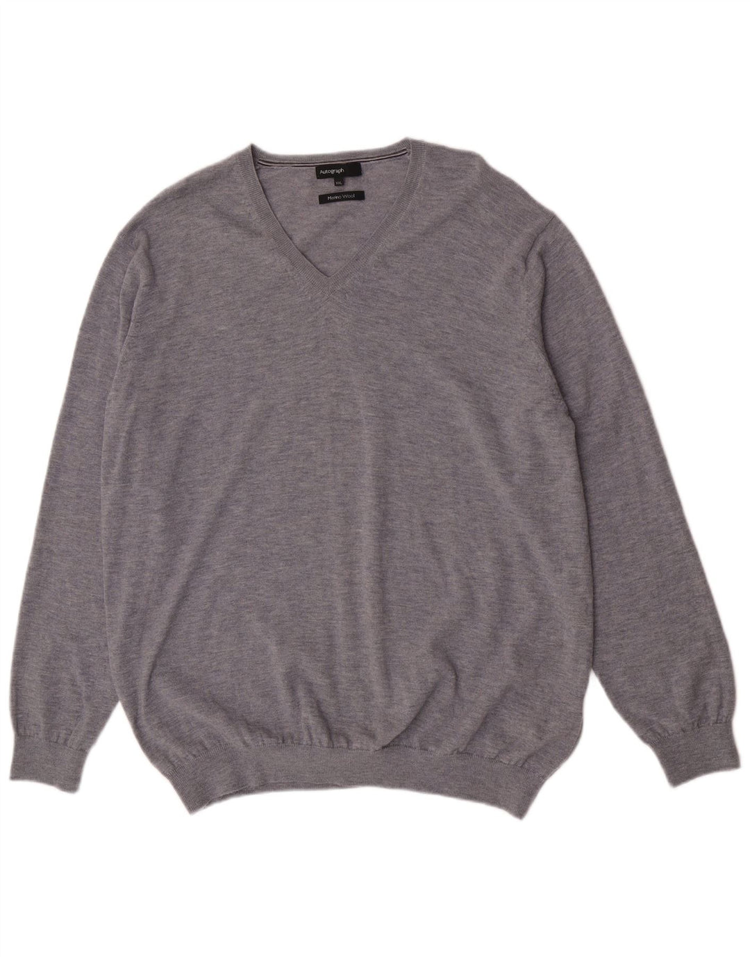 Marks & Spencer Herren Autograph V-Ausschnitt Pullover Pullover 2XL graue Wolle