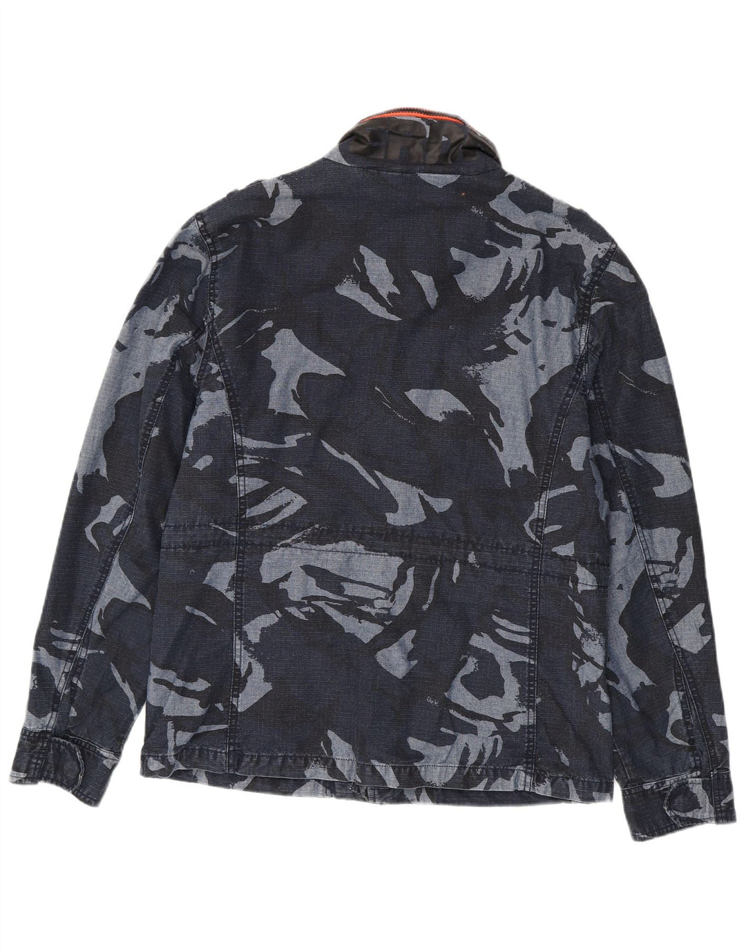 SUPERDRY Herren-Militärjacke, UK 40, große marineblaue Camouflage-Baumwolle