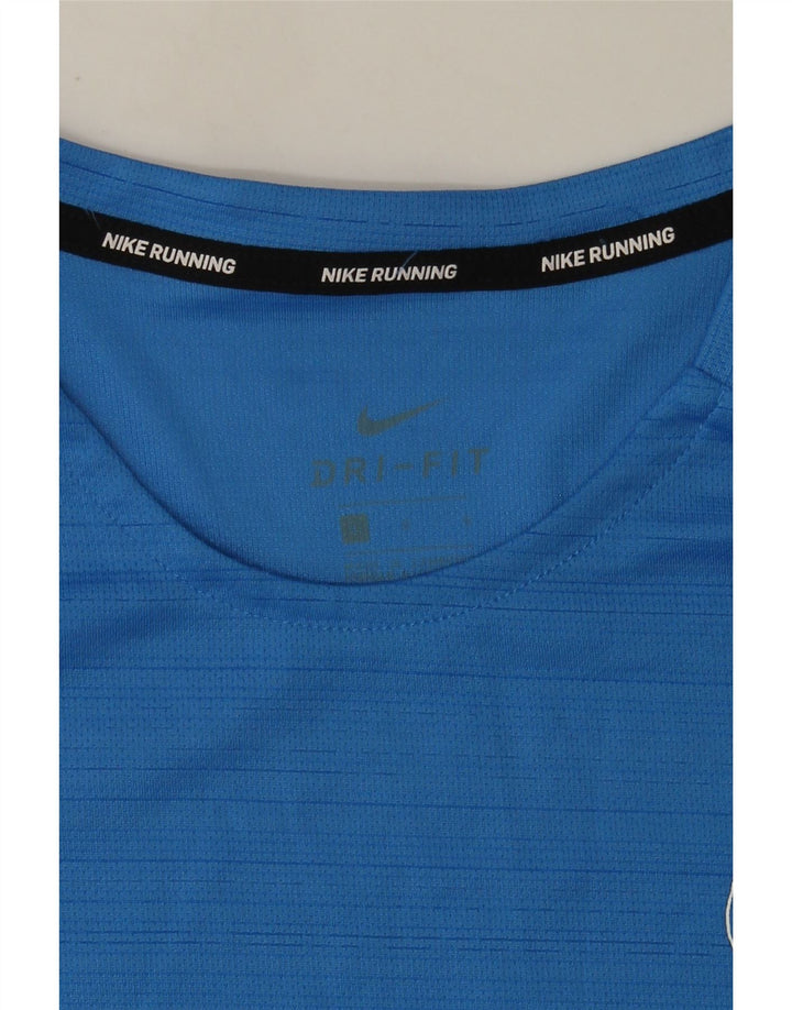 Nike Herren Dri Fit Grafik-T-Shirt-Oberteil, großes blaues Nadelstreifen-Oberteil