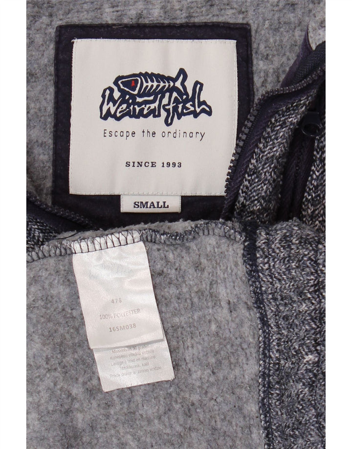WEIRD FISH Herren-Sweatshirt mit Reißverschluss am Hals, Größe S, Marineblau, Fischgrätenmuster