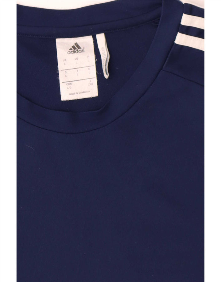 Adidas Herren Climalite T-Shirt Top Large Marineblau Colourblock Polyester