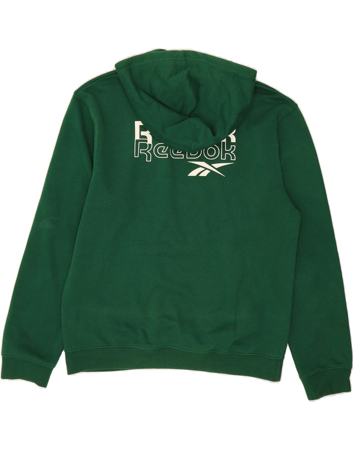 REEBOK Mens Graphic Hoodie Jumper Medium Green Cotton Vintage Reebok and Second-Hand Reebok from Messina Hembry 