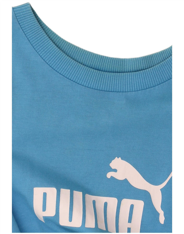Puma Damen Graphic T-Shirt Top UK 12 Mittelblaue Baumwolle