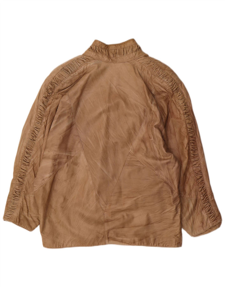 Vintage Damen Übergroße Lederjacke UK 18 XL Beige