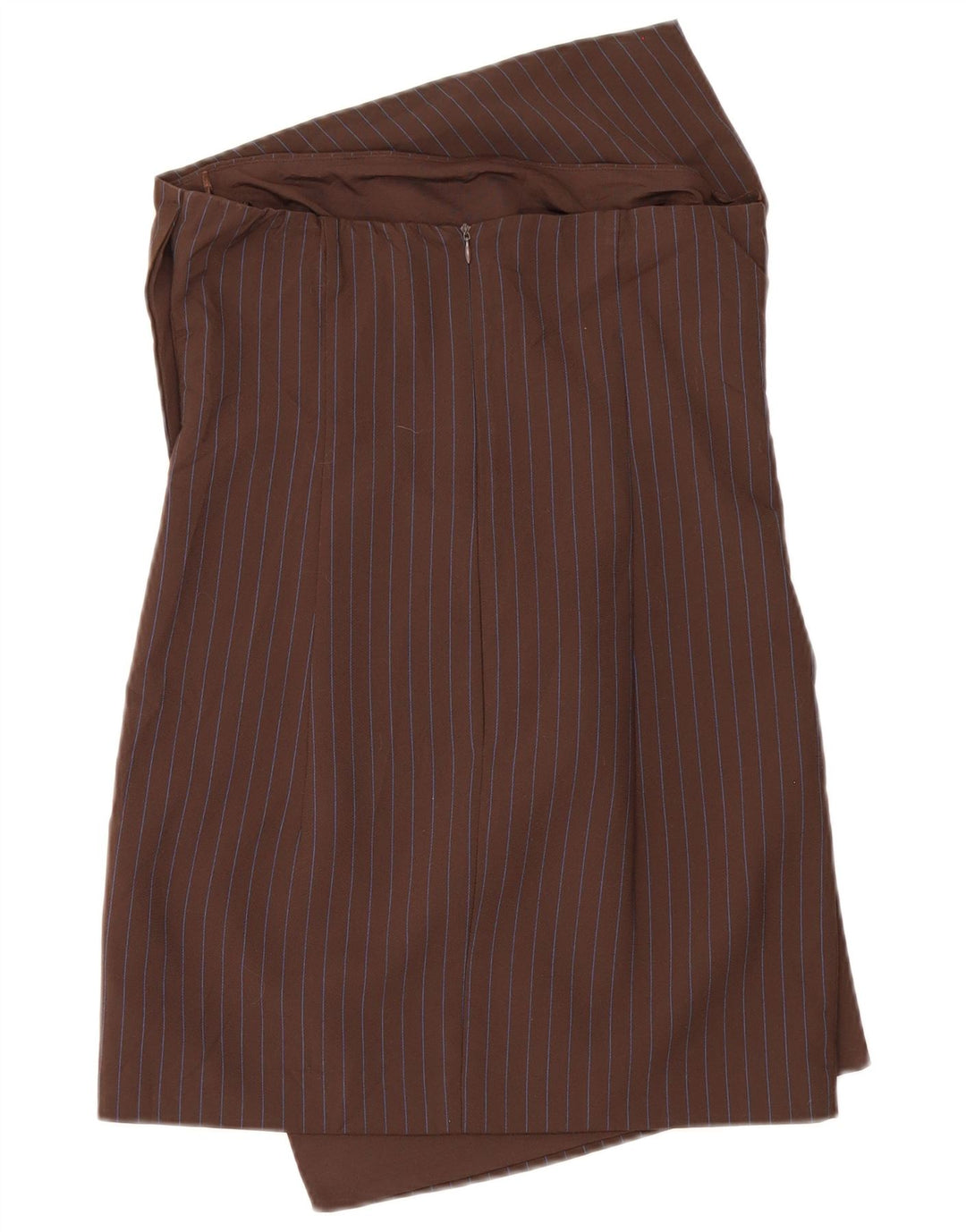 Zara Damen Trägerloses Kleid UK 12 Mittelbraunes Nadelstreifen-Polyester