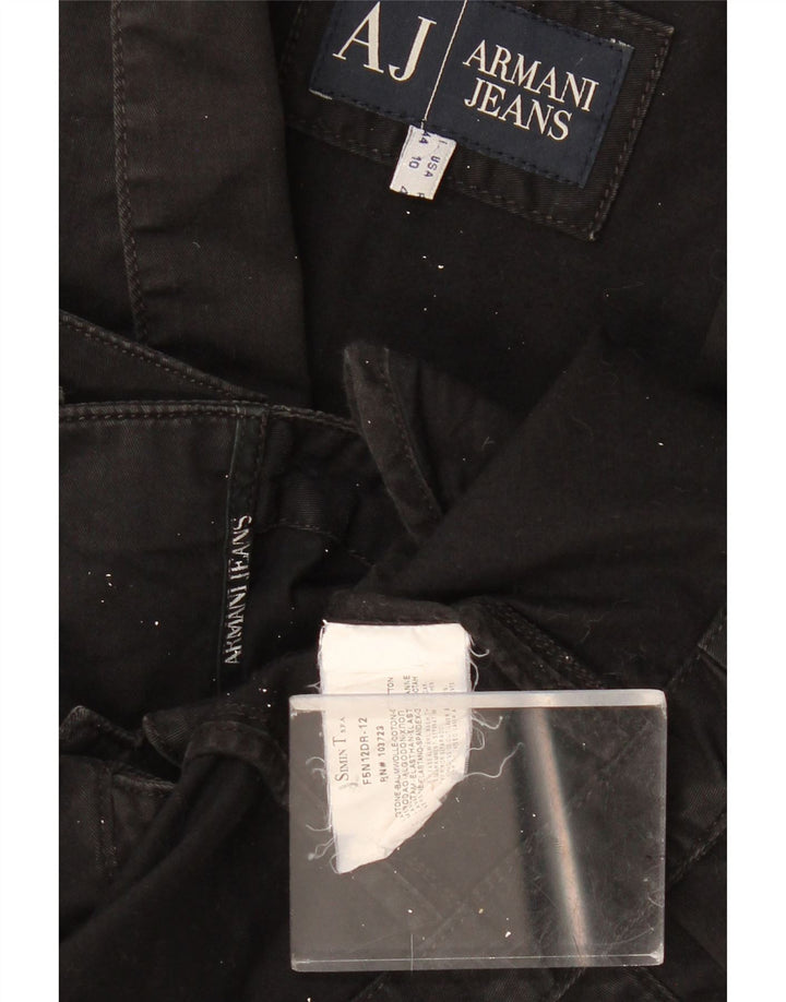 Armani Jeans Damen Crop 3 Button Blazer Jacke IT 44 Mittelschwarze Baumwolle