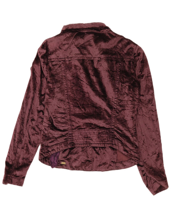 Sixty Womens Crop Velvet Bomber Jacket UK 14 Large Brown Cotton
