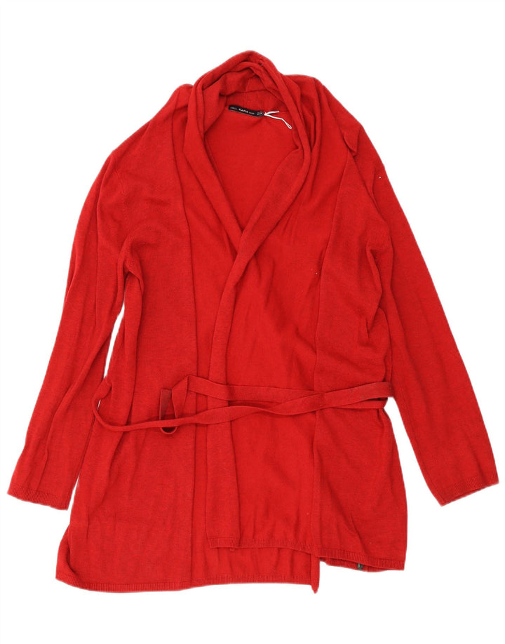 Zara Damen-Cardigan-Pullover UK 12 Mittelrote Viskose