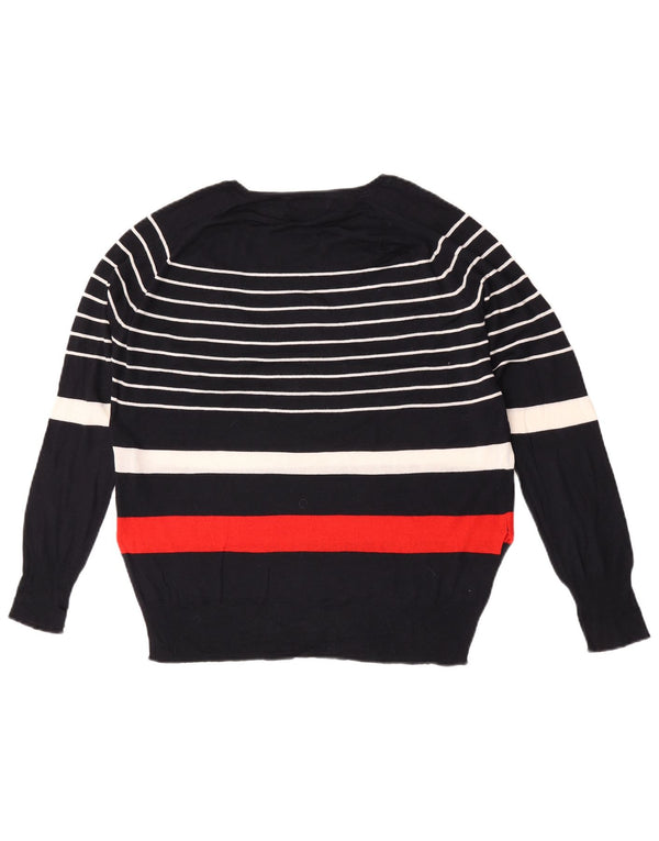 Zara Damen-Pullover mit Rundhalsausschnitt, Gr. 14, mittelmarineblau gestreift