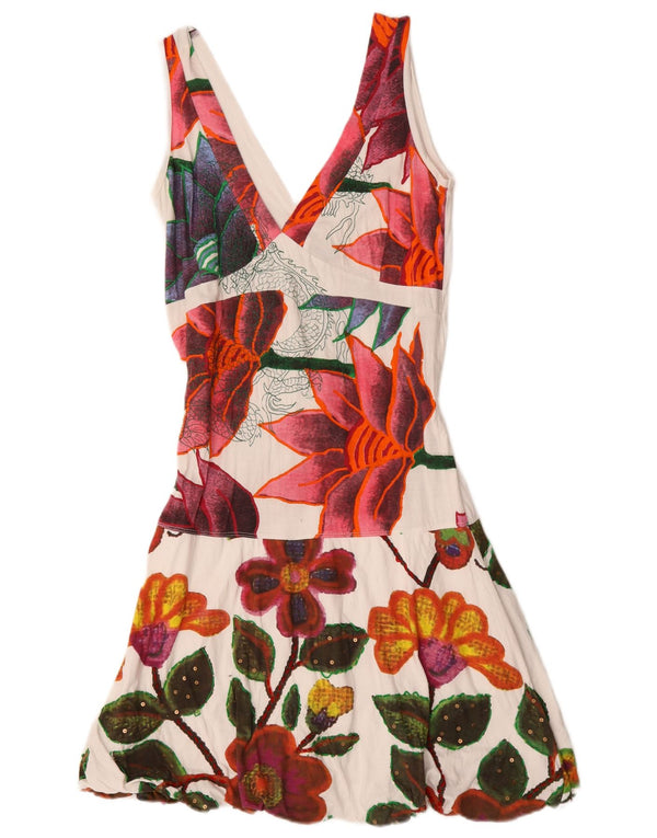 Desigual Womens Sleeveless A-Line Dress UK 12 Medium Multicoloured Floral