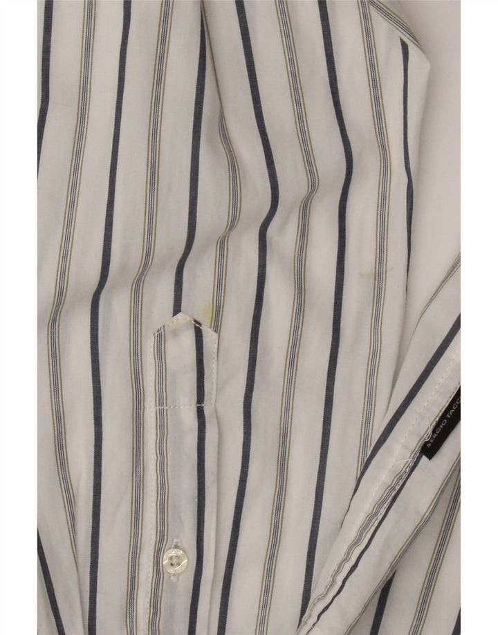 Sergio Tacchini Herrenhemd, groß, weiß gestreift, Baumwolle