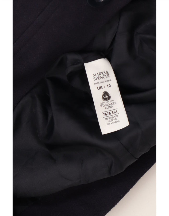 Marks & Spencer Damen Pea Coat UK 10 Small Marineblaue Wolle