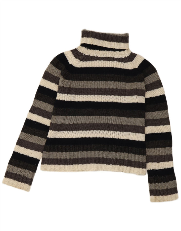 Zara Damen Crop Rollkragenpullover Pullover UK 14 Large Mehrfarbig gestreift