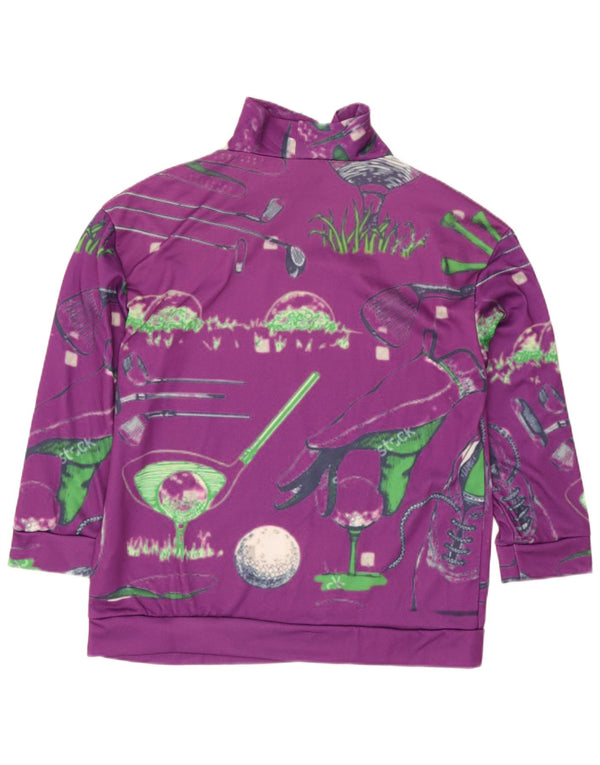 Vintage Damen-Sweatshirt mit grafischem Reißverschluss, UK 20 2XL Lila