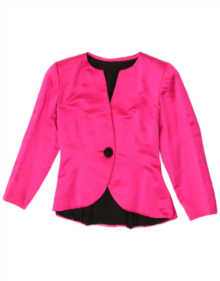 Vintage Damen 1 Knopf Blazer Jacke UK 10 Small Pink