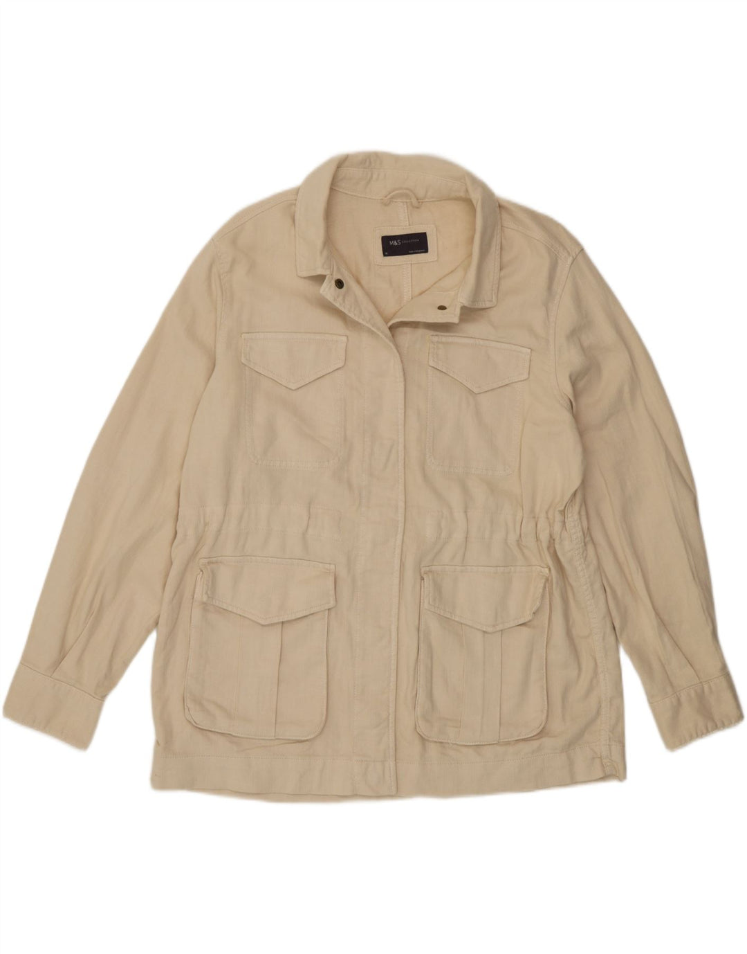 Marks & Spencer Damen Utility-Jacke UK 14 Large Beige Baumwolle