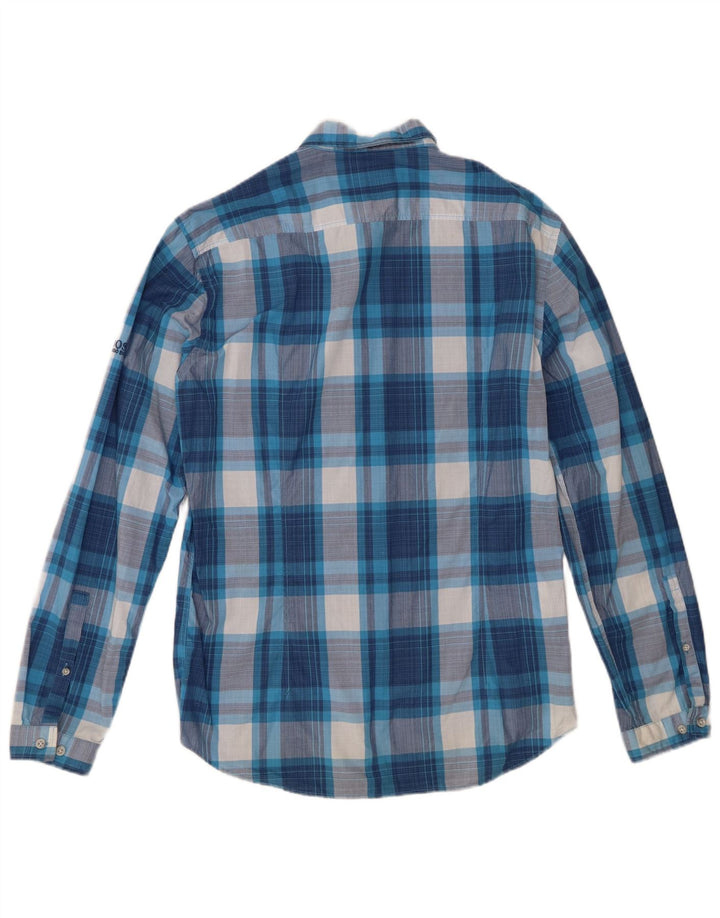 Hugo Boss Herren-Slim-Fit-Hemd, groß, blau kariert, Baumwolle