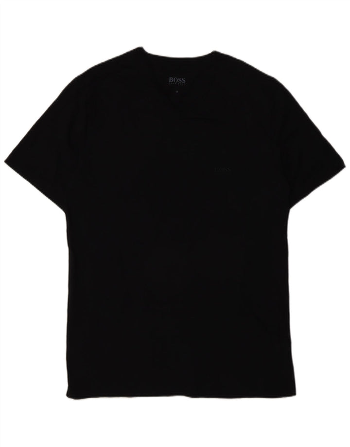 Hugo Boss Herren T-Shirt Top Medium Schwarz Baumwolle