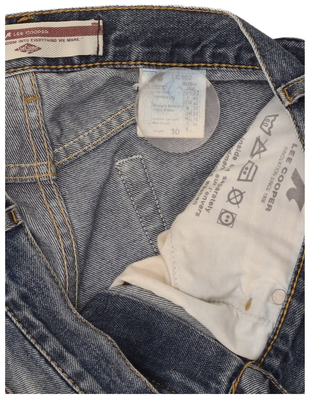 Lee Herren Straight Jeans W32 L30 Blaue Baumwolle