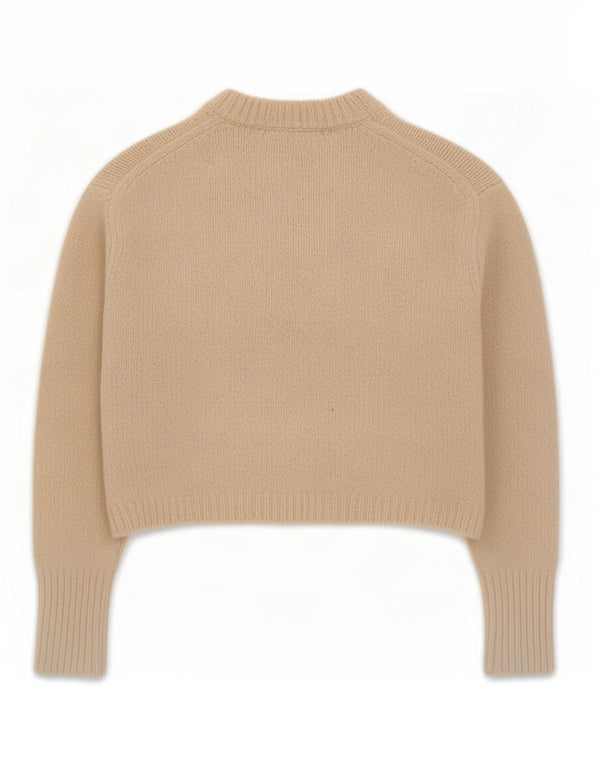 Zara Damen Crop Crew Neck Pullover Pullover UK 16 Large Beige Acryl