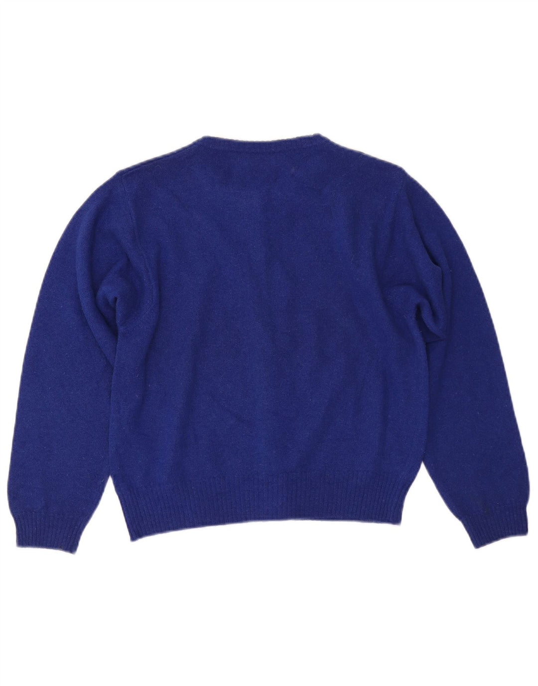 BENETTON Damen Crop Cardigan Pullover UK 14 Große blaue Wolle