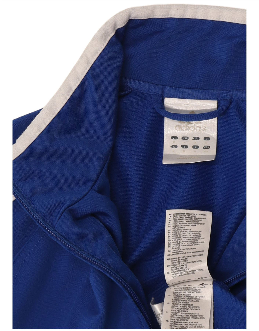 Adidas Herren-Trainingsanzug-Top-Jacke aus mittelblauem Colourblock-Polyester