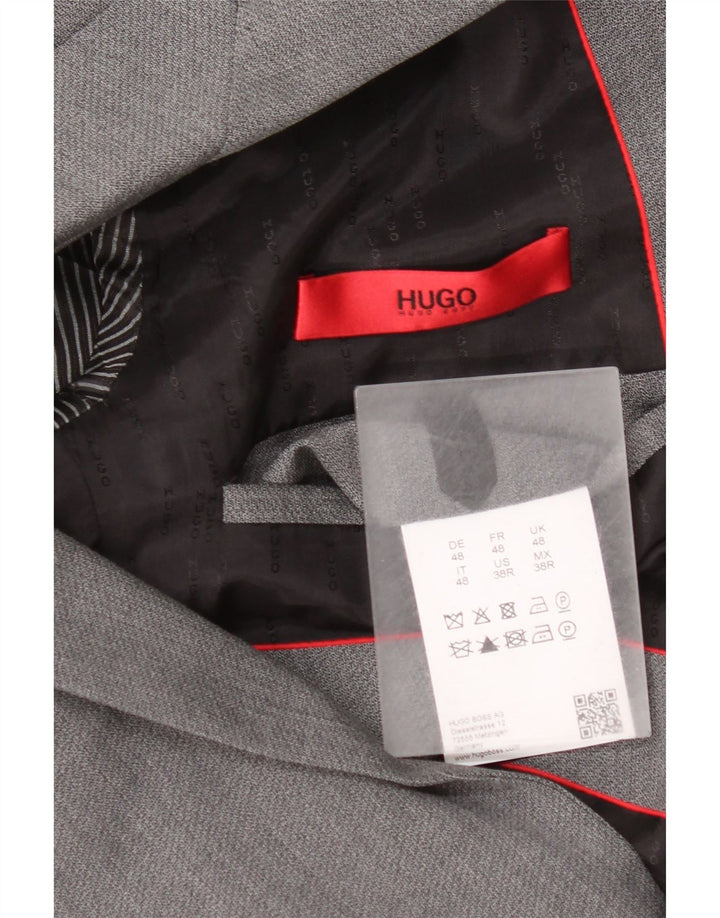 Hugo Boss Herren-Blazer mit 2 Knöpfen, EU 48, mittelgraue Schurwolle