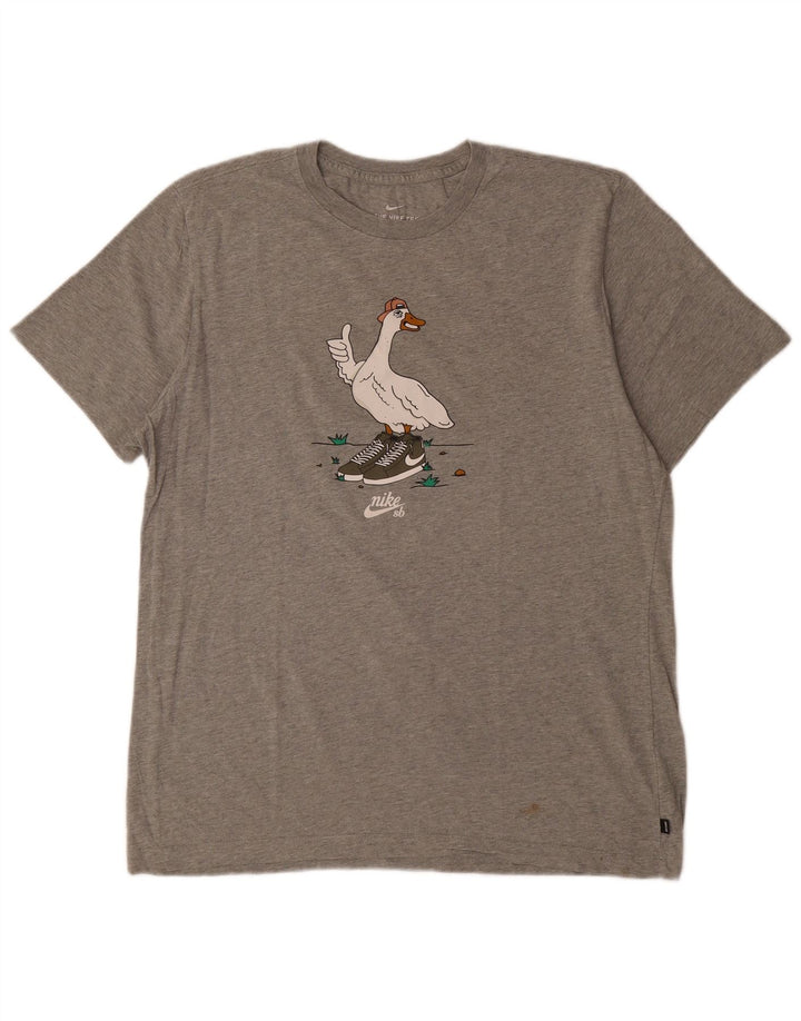 NIKE Herren-T-Shirt mit Grafik, Größe L, Grau, Baumwolle
