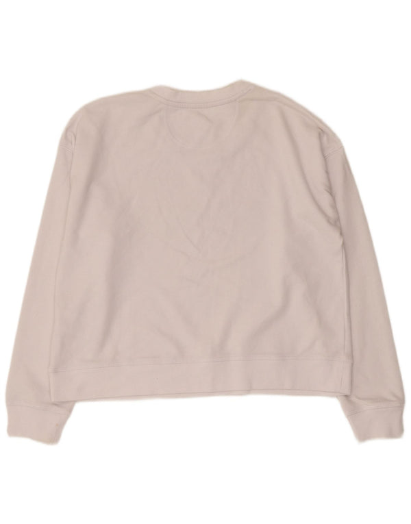 Dkny Womens Crop Graphic Sweatshirt Pullover UK 14 Mittelweiße Baumwolle
