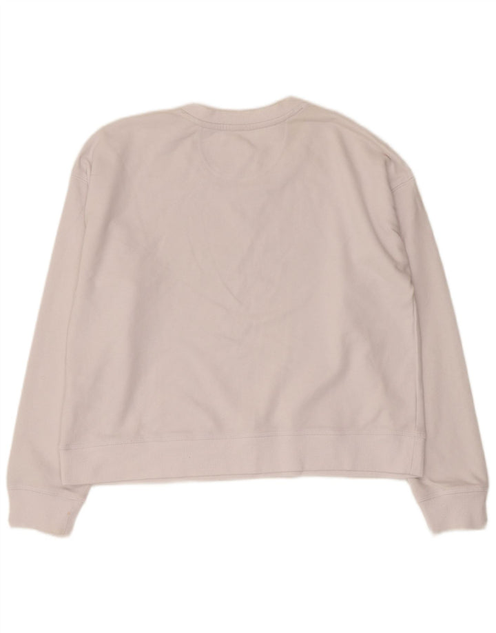 Dkny Womens Crop Graphic Sweatshirt Pullover UK 14 Mittelweiße Baumwolle