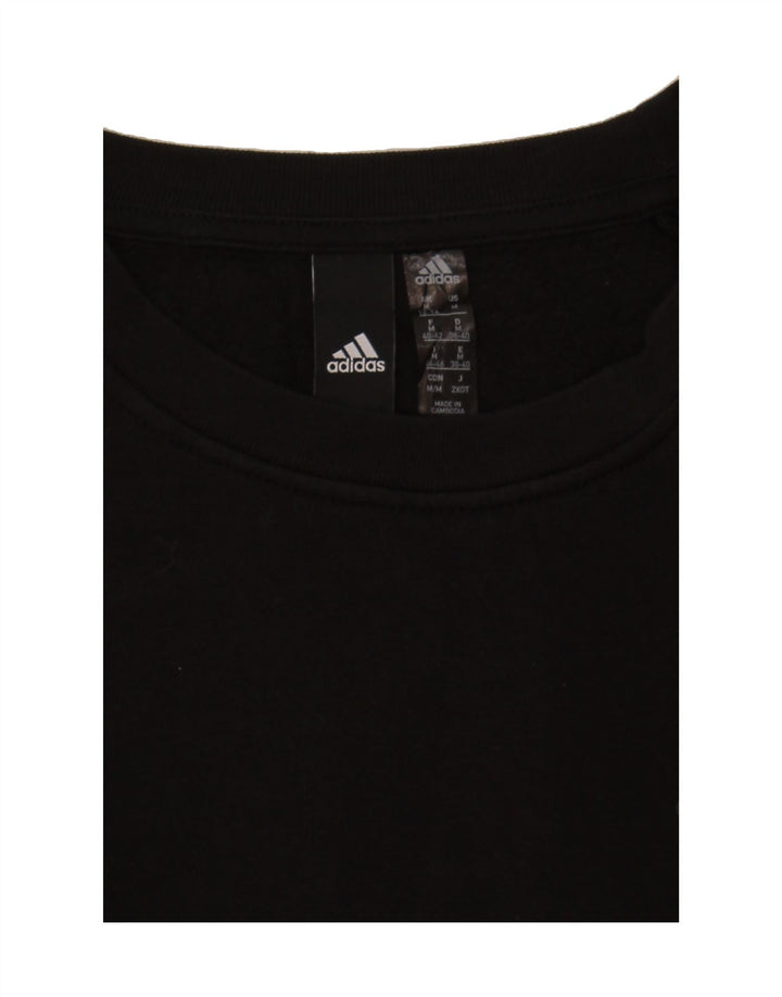 ADIDAS Womens Sweatshirt Jumper UK 12/14 Medium Black Cotton Vintage Adidas and Second-Hand Adidas from Messina Hembry 