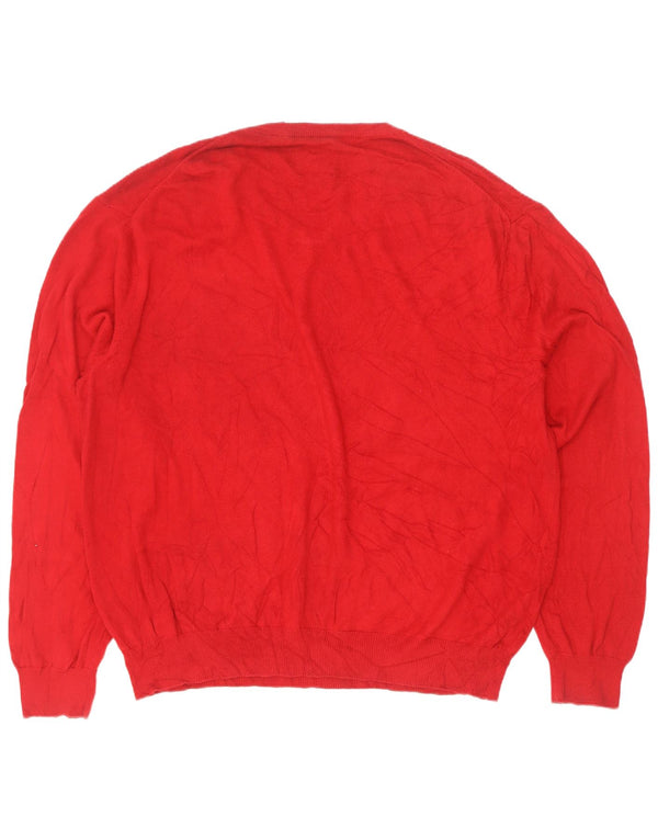 Chaps Herren-Pullover mit V-Ausschnitt, 2XL, rote Baumwolle