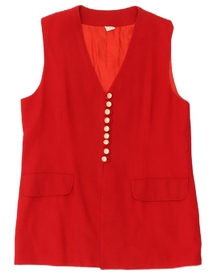 Vintage Damen Gilet UK 14 Mittelrote Wolle