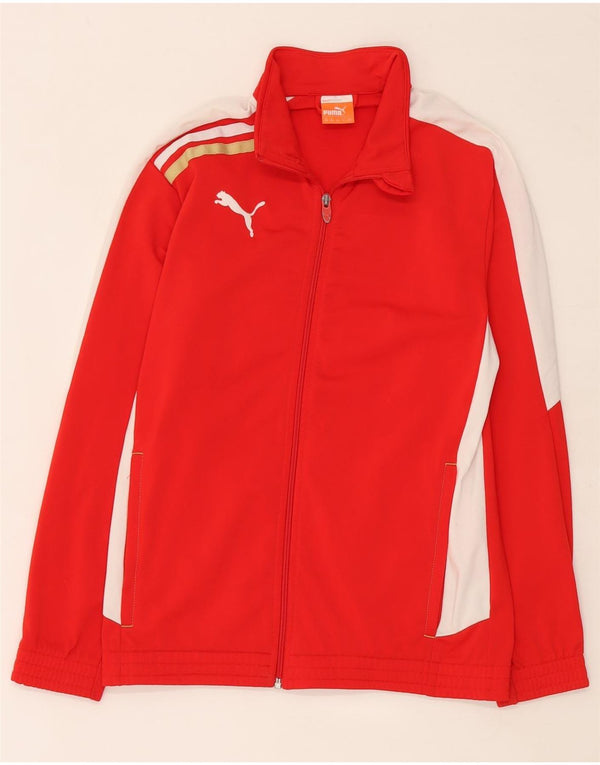 Puma Jungen Grafik-Trainingsanzug-Top-Jacke, 13–14 Jahre, rotes Farbblockdesign
