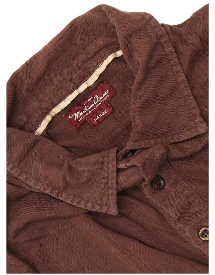 Marlboro Classics Herren-Poloshirt, groß, braun gestreift